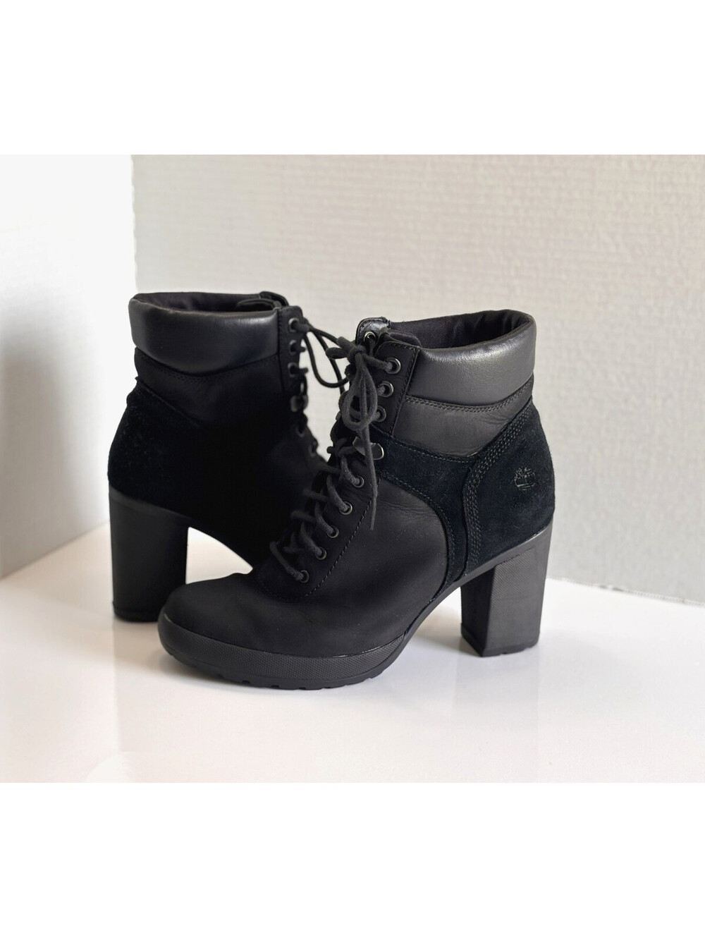 Timberland Camdale Field Women's Sz 8.5 Black Nubuck Suede Ankle High Heel Boots
